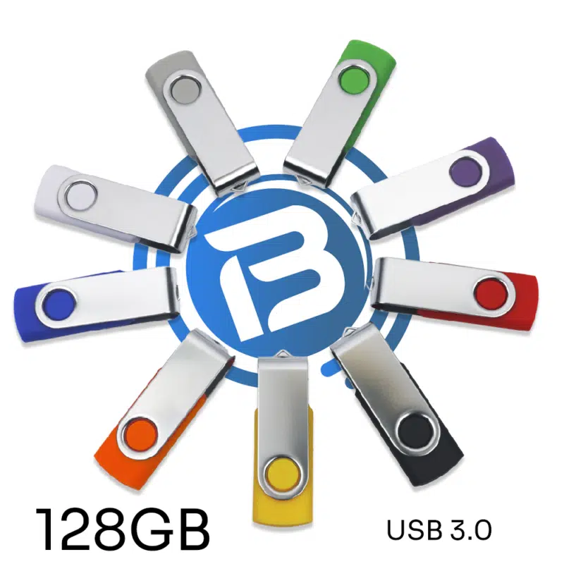 128GB - USB 3.0 Flash Drive Swivel | Blank Media