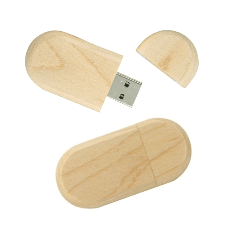 Wooden Rounded Light Wood 16GB USB
