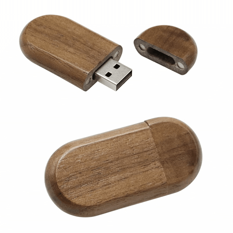 Wooden Rounded Dark Wood 16GB USB